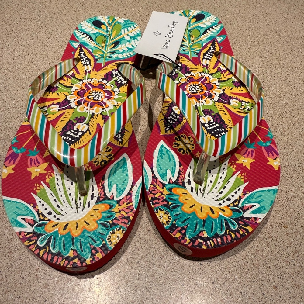 Vera Bradley Women's Floral Flip Flops Rumba NWT Size Small 5-6